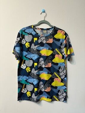 Indigo Nation Men's Multicolor Geometric Print Crew Neck Cotton T-Shirt Size L